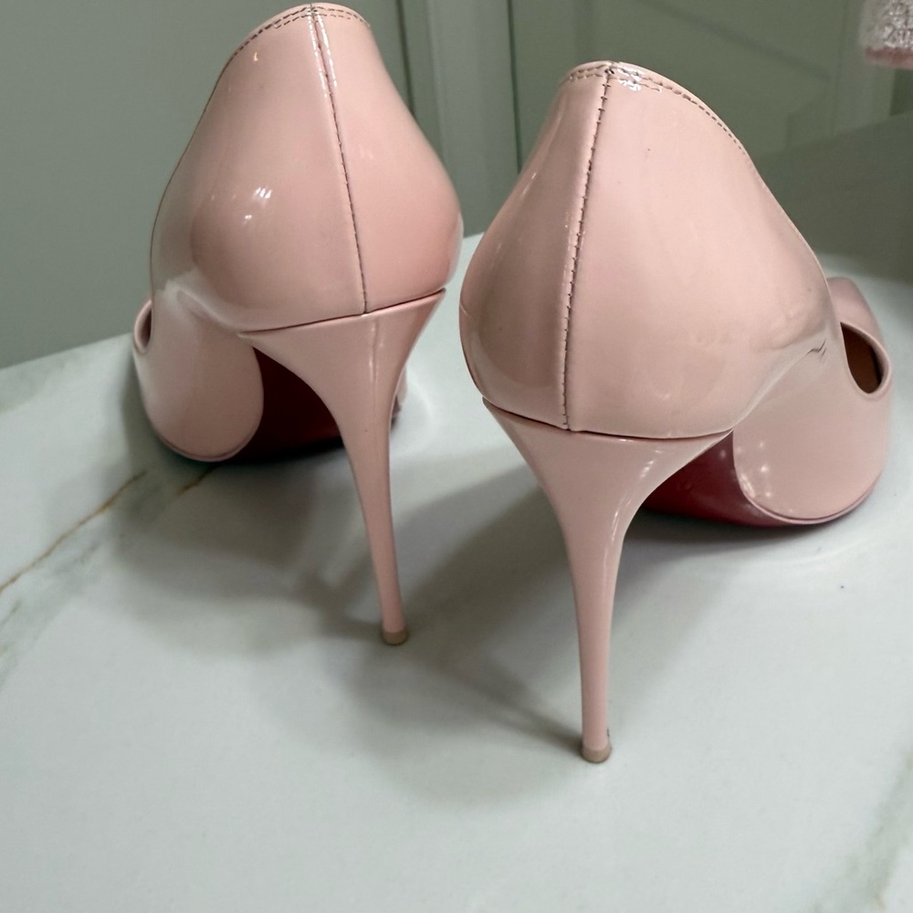 Christian Louboutin Pink Patent Leather Pointed Toe Pumps - Picture 4 of 9
